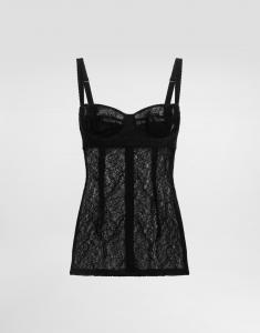 Кружевной топ с вырезом под грудью Dolce & Gabbana, черный