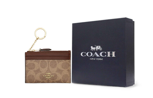 COACH Узкий чехол для айди из искусственной кожи с держателем для пластиковых карт миниатюрный женский коричневый желтый и коричневый