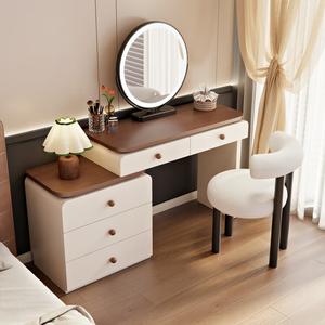 Mikemijia Комод 50 см для спальни из массива дерева, 3 ящика, в стиле модерн, кремово-белый