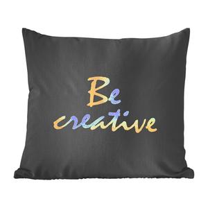 Декоративная подушка MuchoWow, диванная подушка, декоративная подушка для гостиной, 60 x 60 см, цитаты - креатив - золото - чехол на подушку - хлопчатобумажная ткань - декоративные чехлы на подушки