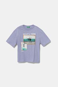 Детская хлопковая футболка United Colors Of Benetton, фиолетовый