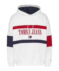 Хлопковая толстовка с капюшоном и белым логотипом. Tommy Jeans, белый