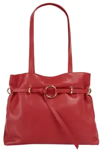 Сумка с ручкой Samantha Look, натуральная кожа, производство Италия, красный