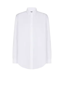 Рубашка из хлопкового поплина Balmain, белый/черный