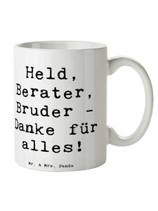 Кружка с надписью Брат-герой белого цвета Mr. & Mrs. Panda