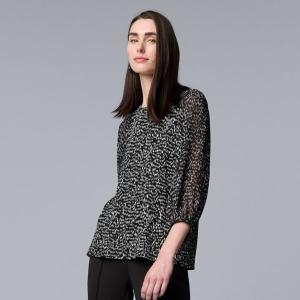 Женский топ из смешанной техники с рукавами 3/4 Simply Vera Vera Wang, цвет black texture