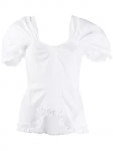 Блузка с короткими рукавами и оборками Molly Goddard, белый