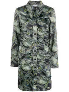 Платье-рубашка на пуговицах с принтом пейсли GANNI, зеленый