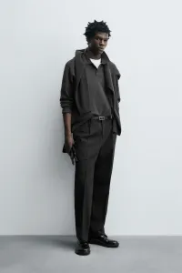 Мягкая трикотажная рубашка-поло Zara, антрацитово-серый