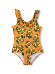 Kenzo Kids купальник с цветочным принтом, оранжевый