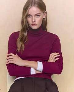 Женский базовый свитер с высоким воротником Easy Wear, малиновый