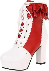 Женская мода: ботильоны Лолита на платформе с высокими каблуками 9,5 см, круглый носок, короткие, лаконичные, на шнуровке, многоцветные, для вечеринки, сексуальные, размер US4-US15, модель 998-10-11 LYYSKY, Red(998-11)