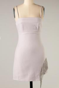 Платье с бахромой из стразов в лавандовом цвете LE LIS