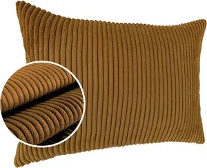 Декоративная подушка 30х50 см, чехол без наполнителя, чехол на молнии, однотонный вельветовый бархат горчичного цвета