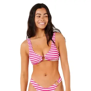 Топ бикини Rip Curl Es Vedra Stripe Crop, розовый