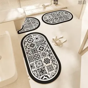 Dajiang Ковер для ванной комнаты, впитывающий, нескользящий, быстросохнущий, Huagumijing, 250x55см+40x80см+50x80см [Health]