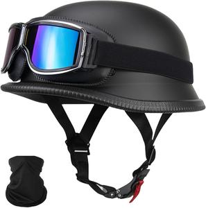 Шлем мотоциклетный YIYHFKM винтажный, черный