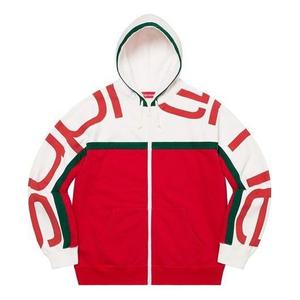 Толстовка big logo paneled zip up hooded sweatshirt 'red white' Supreme, красный