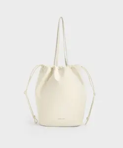 Сумка-тоут Siana со сборками на шнурке Charles & Keith, цвет Cream