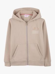 Детская худи на молнии из хлопковой смеси HUGO BOSS, Stone