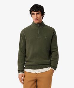 Вязаный шерстяной свитер с высоким воротником и застежкой-молнией до середины груди