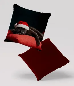 Подушка ПРЕМИУМ велюр Кошачье Рождество 40 х 40 см декоративная с наполнителем, идеально подходит в качестве рождественского подарка для любителей кошек 5made