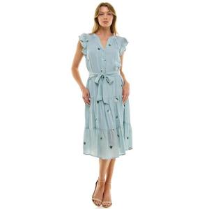 Женское вышитое платье миди Figueroa & Flower, цвет blue white