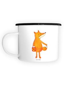Эмалированная кружка XL Лиса-фонарь без слов, белый цвет Mr. & Mrs. Panda
