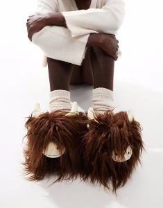 Уютные тапочки из длинношерстной коровьей шерсти, многоцветные Loungeable, мультиколор