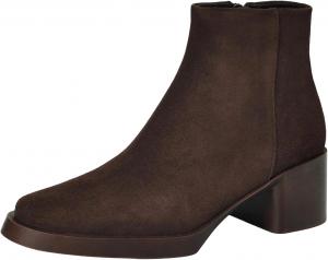 Женские замшевые туфли на высоком каблуке с круглым носком, ретро мотоциклетные ботинки, зимняя обувь Generic, Brown Furry Inside