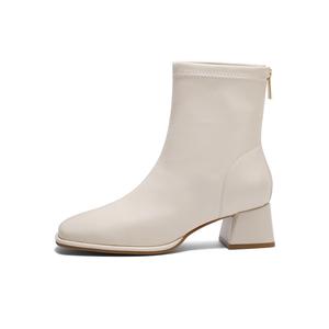 Ботинки женские Khaki/Ecru/Black/Black, Pleated Leather/Brown, Pleated Leather BELLE, экрю