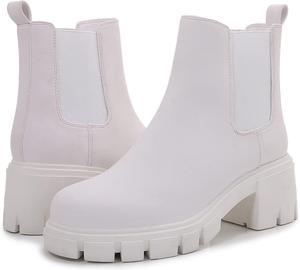Женские матовые замшевые ботильоны на массивной подошве в стиле Челси с эластичными вставками Mm, White