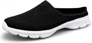 Женские мюли 2025 года садовые сабо, кроссовки на слипоне с поддержкой свода стопы, ортопедические туфли, без задника, сабо армадилло, летние вязаные балетки, легкие, дышащие, удобные для ходьбы Baimiu, черный