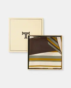 Шелковый твиловый платок с геометрическим принтом Latouche, зеленый