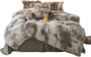 Generic Комплект постельного белья из градиентного плюша супермягкий Gray