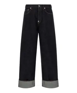 Джинсы свободного кроя с подворотами, изготовленные из японского денима. Kenzo, синий