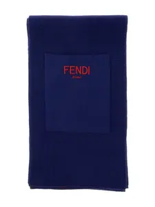 Шарф с монограммным узором FENDI KIDS, синий