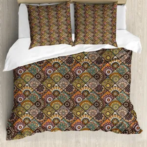 Пододеяльник ABAKUHAUS в марокканском стиле, в ретро-клетку, с защитой от клещей, подходит для аллергиков, с наволочками, 155 см x 220 см - 80 x 80 см, разноцветный