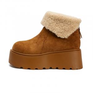 Zun'er Теплые короткие зимние ботинки, увеличивающие рост, женские, коричневые