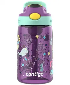 Детская бутылка для воды AUTOSPOUT с напечатанным рисунком и трубочкой, объемом 400 мл (0,4 л) Contigo, фиолетовый