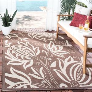 Ковер SAFAVIEH, 201 x 290 см, Washable Rug Outdoor Courtyard Collection - , Chocolate & Natural, не линяет и легко чистится, идеален для патио, заднего двора, прихожей (CY2961-3409)