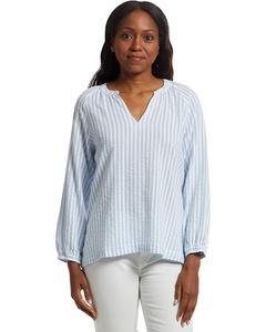 Рубашка L.L.Bean Seersucker Split-Neck Shirt, цвет Brightwater Blue Stripe