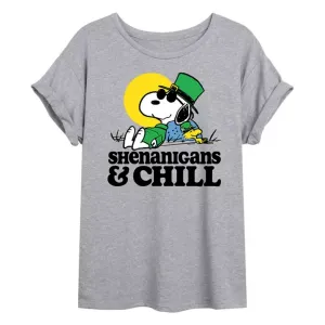 Футболка Juniors Peanuts Snoopy &amp; Woodstock Shenanigans, размер 1, чил-рок Licensed Character, серый