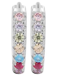 Adeliás Женские серьги - серьги-кольца на шарнирах из серебра 925 пробы с кубическим цирконием в серебре