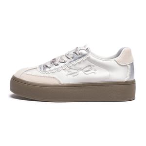 Hotwind Кремовые шнурованные скейтерки женские - 13 серебристые, цвет 13 Silver