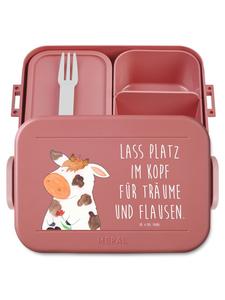 Mr. & Mrs. Panda В ланч-боксе изображена корова с надписью пастельно-красного цвета