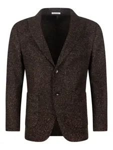 Однобортный пиджак с узором в елочку Breras Milano, коричневый