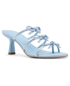 Женские сандалии на среднем каблуке с бантом и стразами Loving Bow Madden Girl, Powder Blue