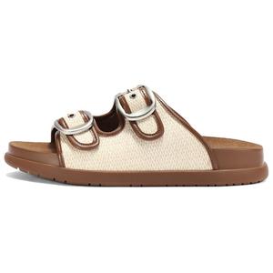 Кожаные быстросохнущие тапочки-слайды женские Senda, Apricot Brown