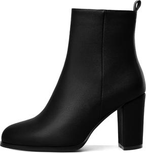 Женские ботильоны Joseywade с объемным каблуком, круглым носком и высоким толстым каблуком, с меховой подкладкой, короткие ботинки с боковой молнией, высота каблука 3,5 дюйма, Matte Black